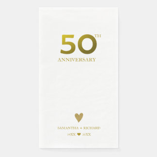 Serviette En Papier Célébration élégante de 50 ans de mariage au cœur