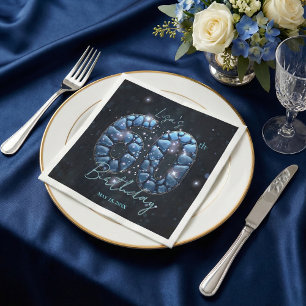 Serviette En Papier Célébration élégante de 60 ans avec mosaïque de sa