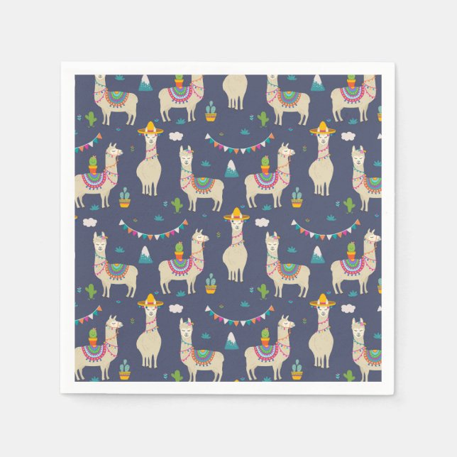Serviette En Papier Célébration Llama Motif (Devant)