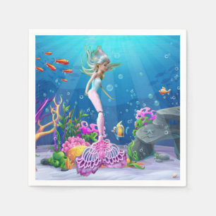 Serviette En Papier Célèbre poupée habillée en Sirène
