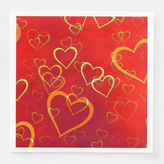 Serviette En Papier Célébrer l'amour Coeurs rouges (Devant)