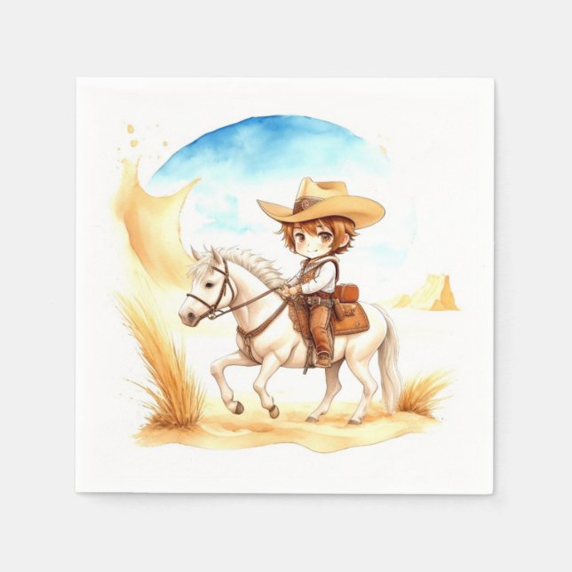 Serviette En Papier Célébrez le Baby shower Little Cowboy (Devant)