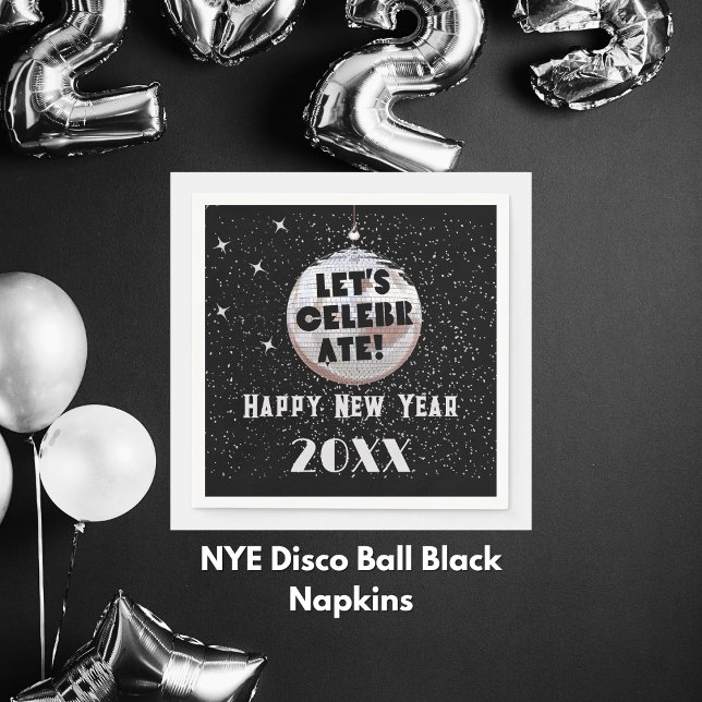 Serviette En Papier Célébrons NYE Disco Ball Black (NYE Disco Ball Black Napkins)