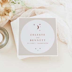 Serviette En Papier CELESTE Boho Moon & Stars Mariage en terre cuite