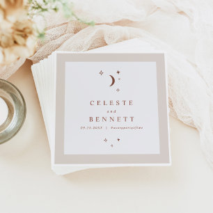 Serviette En Papier CELESTE Boho Moon & Stars Mariage en terre cuite