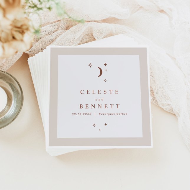 Serviette En Papier CELESTE Boho Moon & Stars Mariage en terre cuite (Créateur téléchargé)
