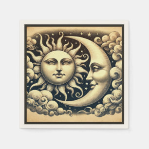 Serviette En Papier Céleste Soleil & Lune Vintage