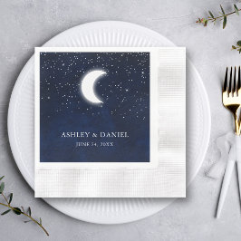 Serviette En Papier Celestial Blue Sky Moon Stars Mariage Cocktail