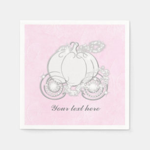 Serviette En Papier Cendrillon Carriage Storybook Princess Pink Napkin