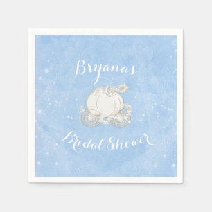 Serviette En Papier Cendrillon Carrosse Élégant Pailleté Bleu Fête