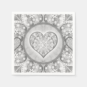 Serviette En Papier Céramique gris dentelle