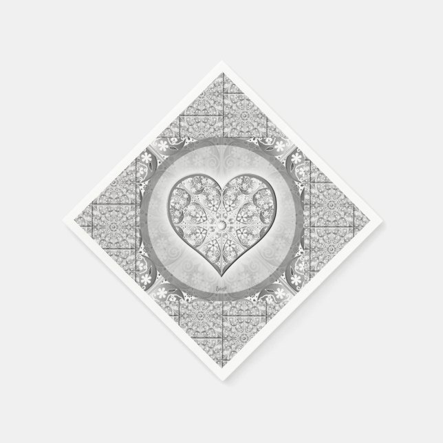 Serviette En Papier Céramique gris dentelle (Coin)