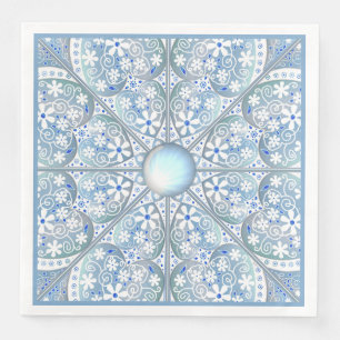 Serviette En Papier Céramique Lace bleu clair