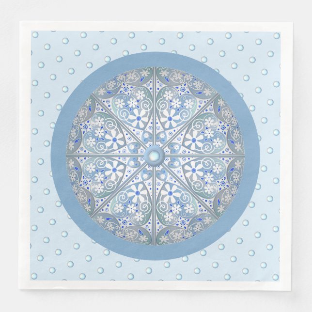 Serviette En Papier Céramique Lace bleu clair (Devant)