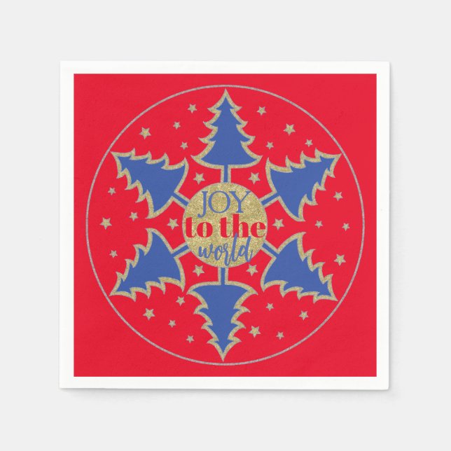 Serviette En Papier Cercle de Noël des arbres (Devant)