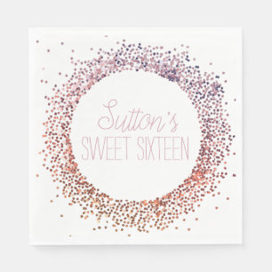 Serviette En Papier Cercle de Parties scintillant rose