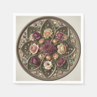 Serviette En Papier Cercle de rose crémeuse mauve romantique