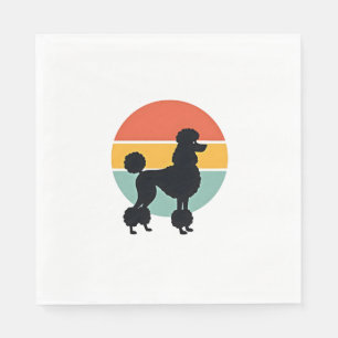Serviette En Papier Cercle de silhouette de chien rétro coucher de sol