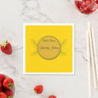Serviette En Papier Cercle Élégance Dorée Baby Shower