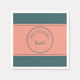 Serviette En Papier Cercle géométrique Teal de joyeux anniversaire