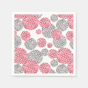Serviette En Papier Cercles avec imprimé léopard gris et rouge