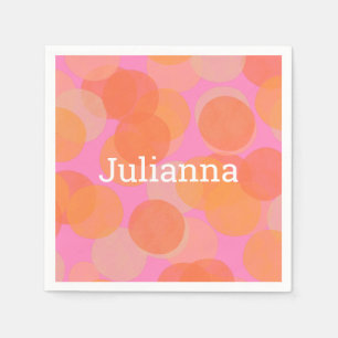 Serviette En Papier Cercles d'aquarelle orange mignonne géométrique mo