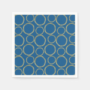 Serviette En Papier Cercles d'or et Bleu clair Moderne tendance