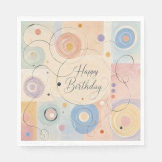 Serviette En Papier Cercles et Tourbillons Abstraits Modernes au Paste