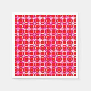 Serviette En Papier Cercles modernes du milieu du siècle, rouge foncé