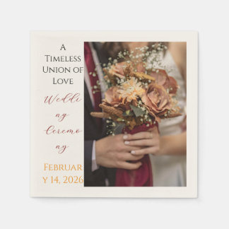 Serviette En Papier Cérémonie de mariage intemporelle Fleurs Photo Pap