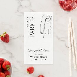 Serviette En Papier Cérémonie de remise de manteau blanc personnalisée
