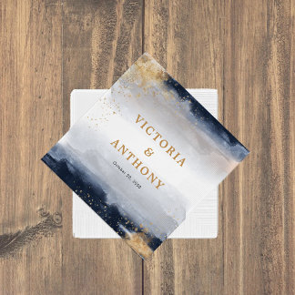 Serviette En Papier Cérémonie des Mariages de marine et d'or Napkin