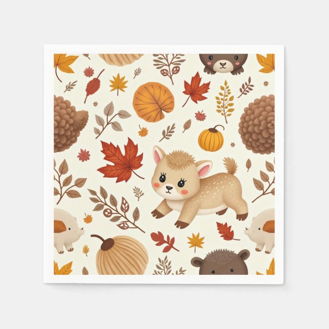 Serviette En Papier Cerf de bébé mignon d'automne (Devant)