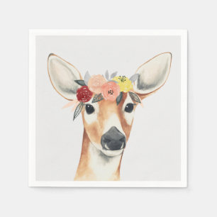 Serviette En Papier Cerfs communs de forestier de couronne de fleur