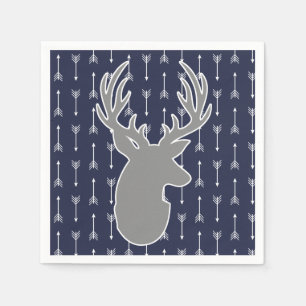 Serviette En Papier Cerfs communs rustiques modernes de gris et de