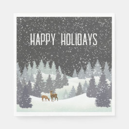 Serviette En Papier Cerfs de Noël et pins d'hiver