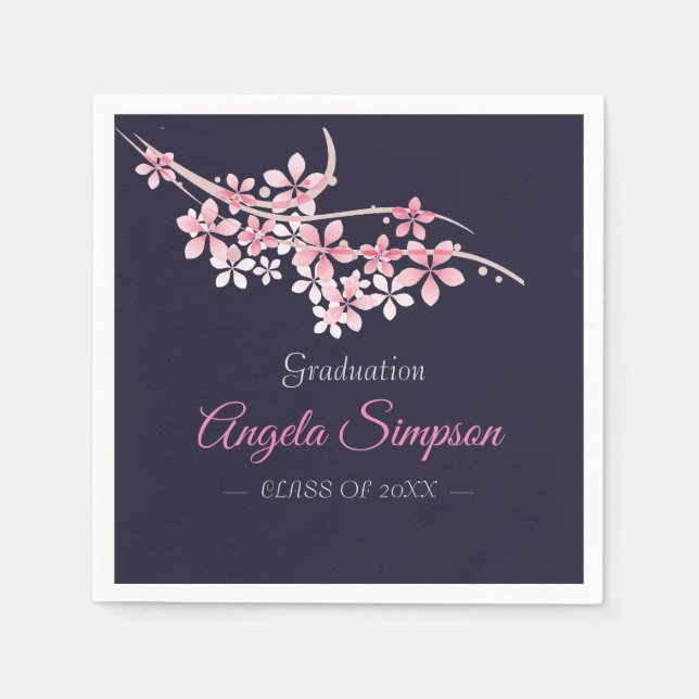 Serviette En Papier Cerise Blossom rose marine floral Party (Devant)