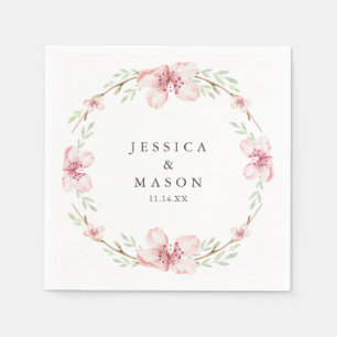 Serviette En Papier Cerise en fleurs Mariage Cocktail Napkins