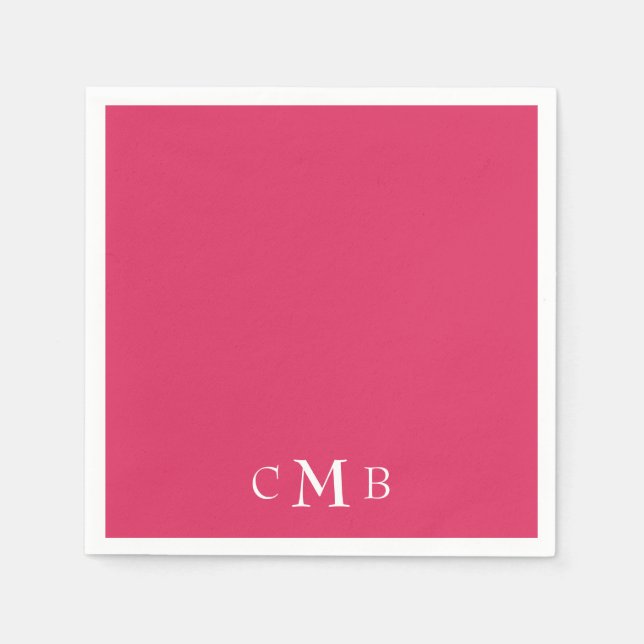 Serviette En Papier Cerise Monogram Cocktail Mariage (Devant)