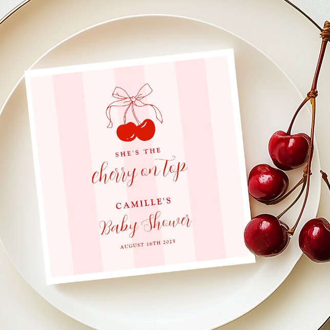Serviette En Papier Cerise sur le Baby shower supérieur (Créateur téléchargé)