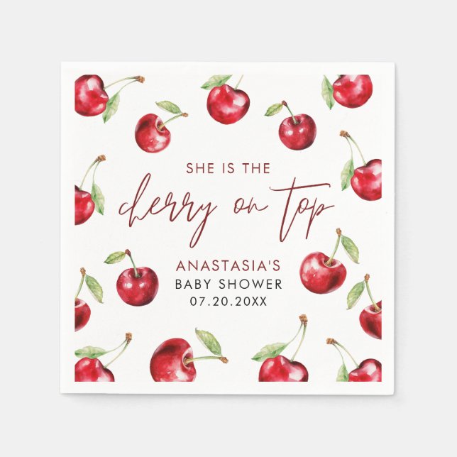 Serviette En Papier Cerise sur le Baby shower supérieur (Devant)