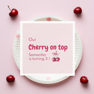 Serviette En Papier Cerise sur le Top Rose Anniversaire