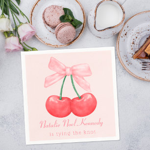 Serviette En Papier Cerises à nœud rose coquette esthétique fantaisie 