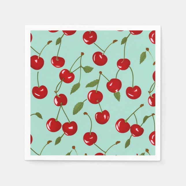 Serviette En Papier Cerises d'été (Devant)