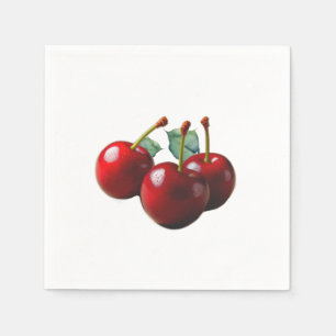 Serviette En Papier Cerises rétro fraîchement cueillies