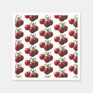 Serviette En Papier Cerises rétro fraîchement cueillies
