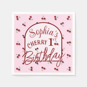 Serviette En Papier Cerises Thème Premier Anniversaire Papier Napkin