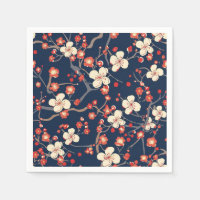 Cerisier Fleur Japonais Floral Rouge Marine