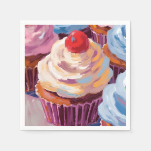 Serviette En Papier Cerry Cupcakes Bonne fête d'anniversaire