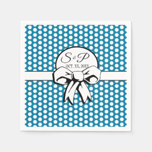 Serviette En Papier Cerulean bleu Polka point blanc Bow personnalisé